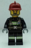 LEGO cty0381 Fire - Reflective Stripes with Utility Belt, Dark Red Fire Helmet, Gray Beard