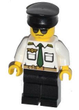 LEGO cty0403 Airport - Pilot, White Shirt with Dark Green Tie and Belt, Black Legs, Black Hat