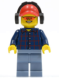 LEGO cty0466 Plaid Button Shirt, Sand Blue Legs, Red Cap with Hole, Headphones